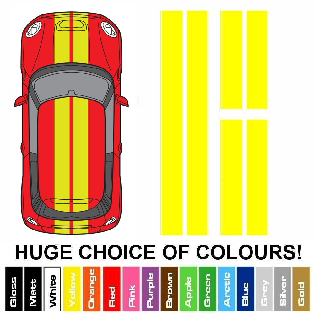 MINI 2002-2025 All Models - Bonnet, Roof & Boot Self Adhesive Vinyl Bonnet Stripes in a Range of Colours