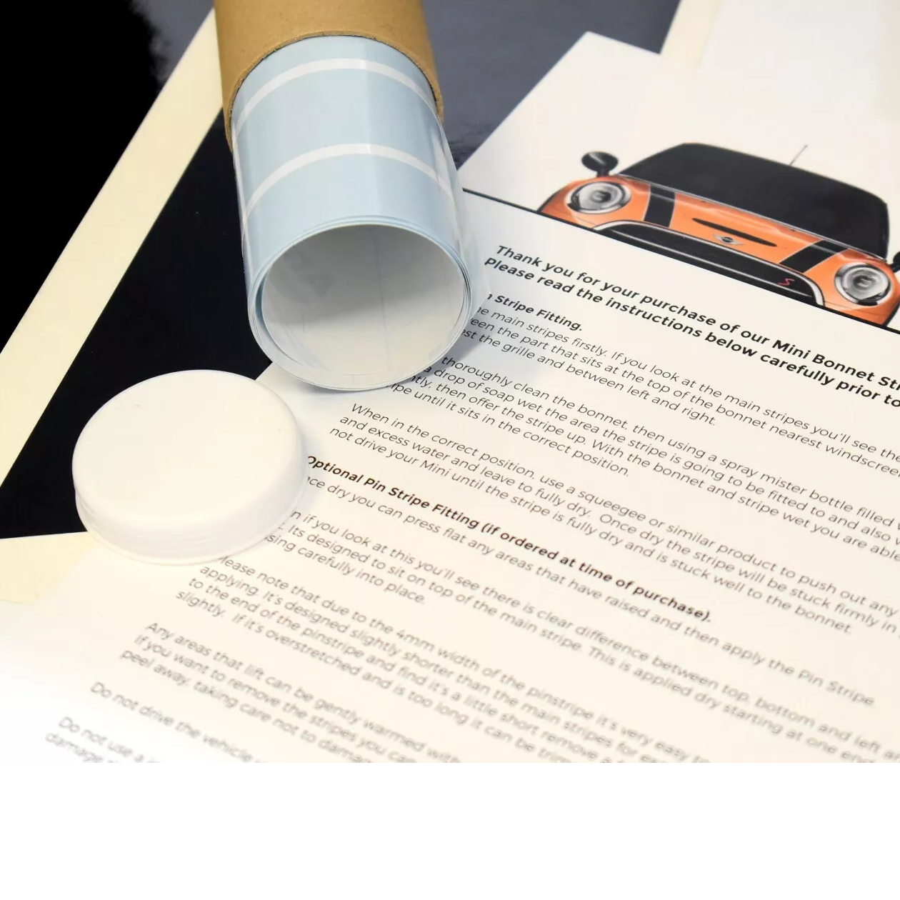 Mini Bonnet & Boot Stripes 2002-2025 All Models Self Adhesive Vinyl Bonnet Stripes in a Range of Colours