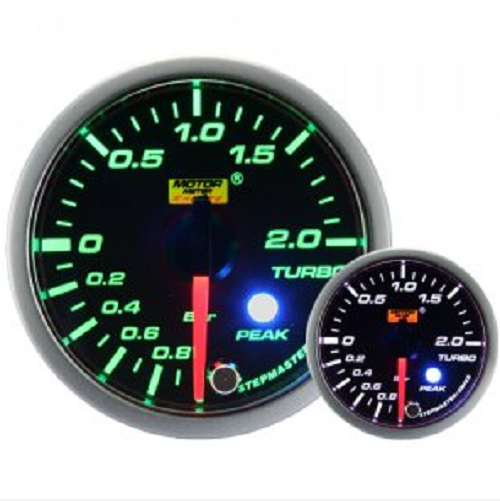 Prosport 52mm Green Stepper Motor (Peak) Turbo Boost Gauge