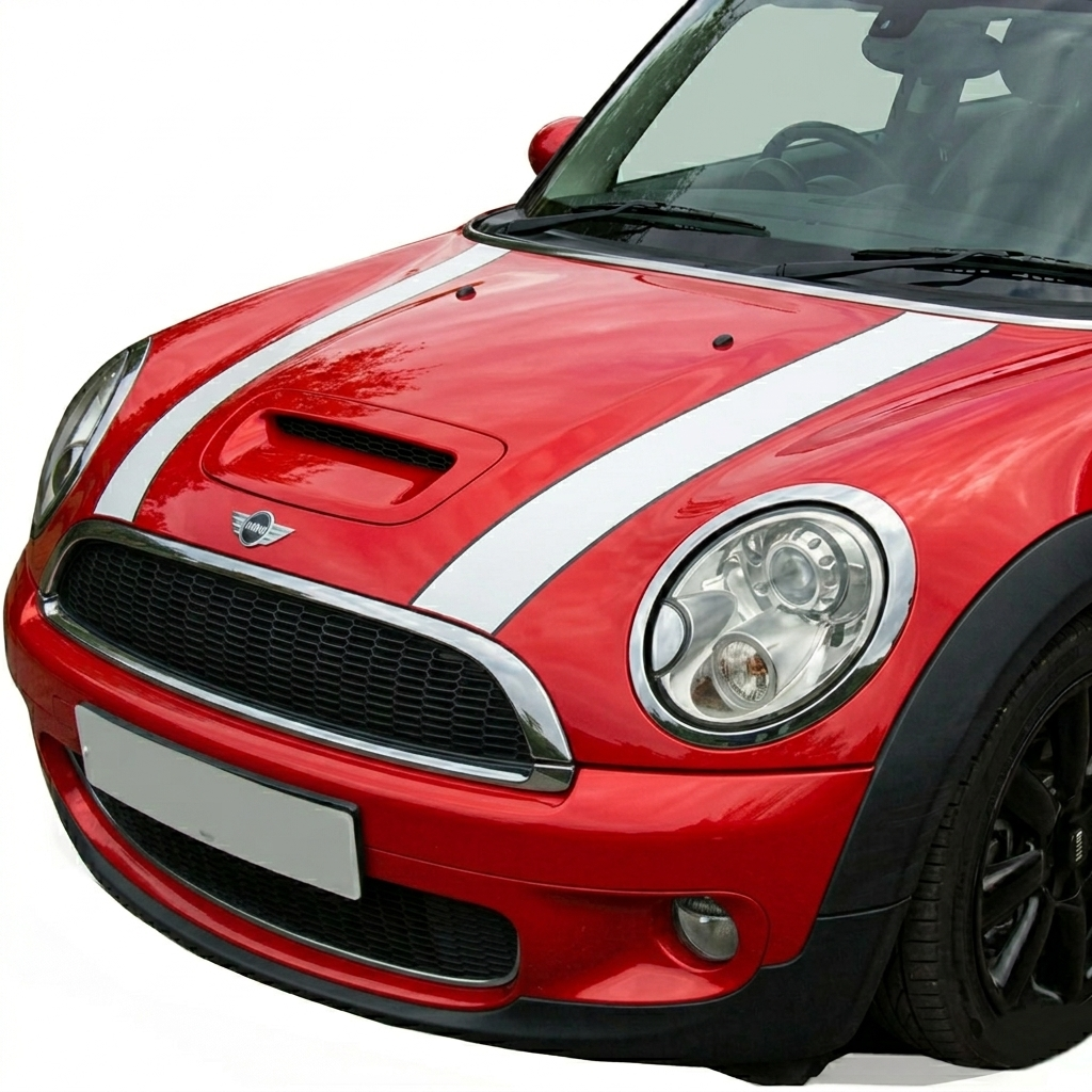 Mini Cooper 2007-2015 R55, R56, R57 Self Adhesive Vinyl Bonnet Stripes in a Range of Colours