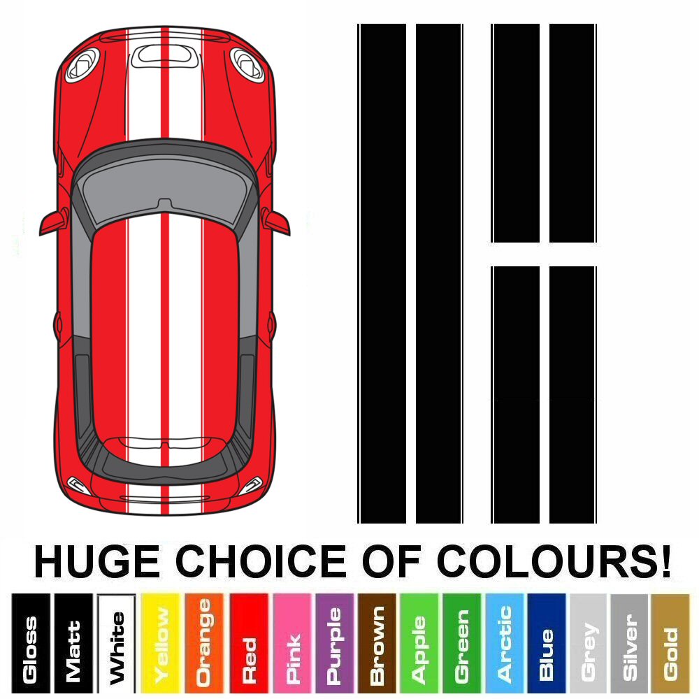 MINI 2002-2025 All Models - Bonnet, Roof & Boot Self Adhesive Vinyl Bonnet Stripes in a Range of Colours