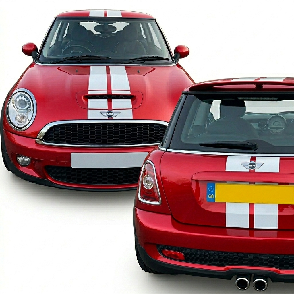 Mini Cooper S 2007-2015 R55, R56, R57 18 Piece Viper Style Self-Adhesive Vinyl Full Car Stripes Kit in a Range of Colours