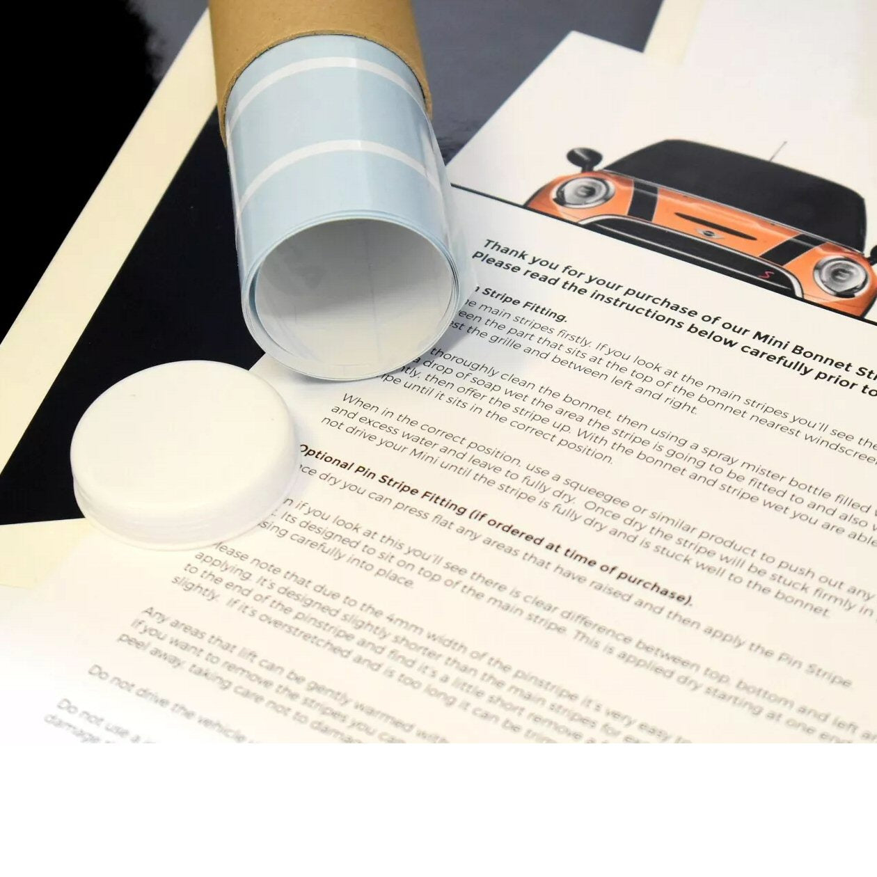 Mini Cooper 2014-2024 F55, F56, F57 Self Adhesive Vinyl Bonnet Stripes in a Range of Colours