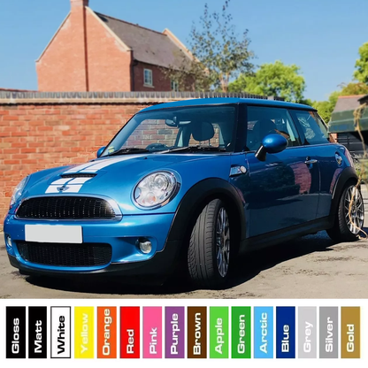 Mini Cooper S 2007-2015 R55, R56, R57 8 Piece Viper Style Self Adhesive Vinyl Bonnet Stripes in a Range of Colours