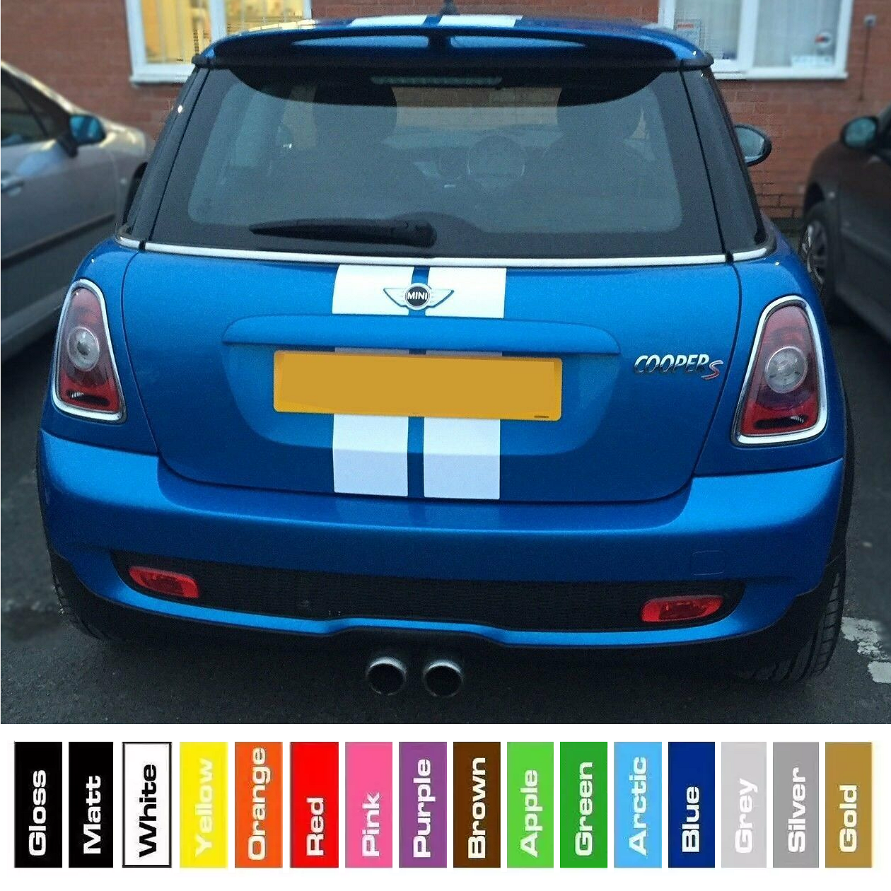 Mini R56 2008-2015 Self Adhesive Vinyl Boot and Rear Wing Stripes in a Range of Colours