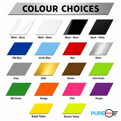 Mini Bonnet & Boot Stripes 2002-2025 All Models Self Adhesive Vinyl Bonnet Stripes in a Range of Colours
