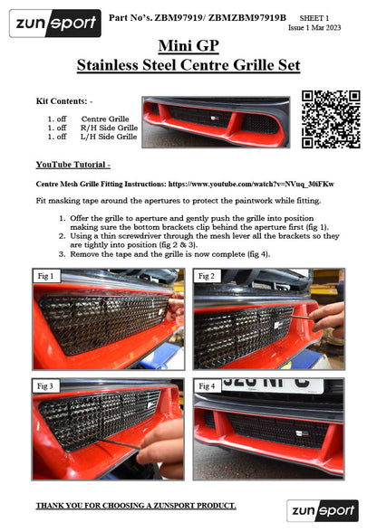 Zunsport MINI GP - Centre Grille Set ZBM97919P