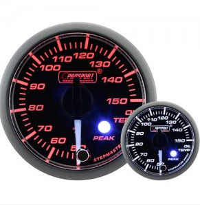 Prosport 52mm Clear Lens Stepper Motor (Peak) Oil Temp Gauge