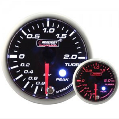 Prosport 52mm Smoked Stepper Motor (Peak) Turbo Boost Gauge