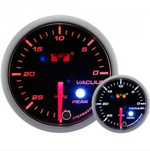 Prosport 52mm Smoked Stepper Motor (Peak) Vacuum Gauge (HG)