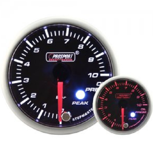 Prosport Smoked Stepper Motor (Peak) Oil Pressure Gauge (BAR)