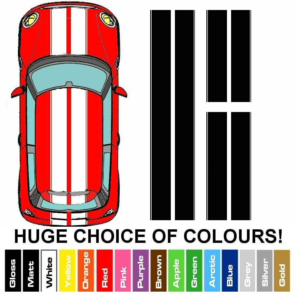 MINI All Models - Bonnet + Roof + Boot Vinyl Stripes - Full Car Kit Racing Decals Stickers_1