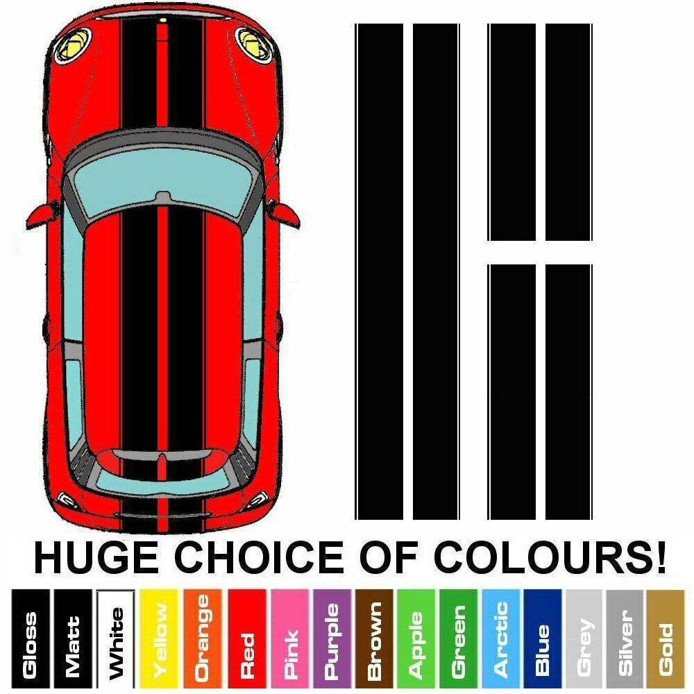 MINI All Models - Bonnet + Roof + Boot Vinyl Stripes - Full Car Kit Racing Decals Stickers_2