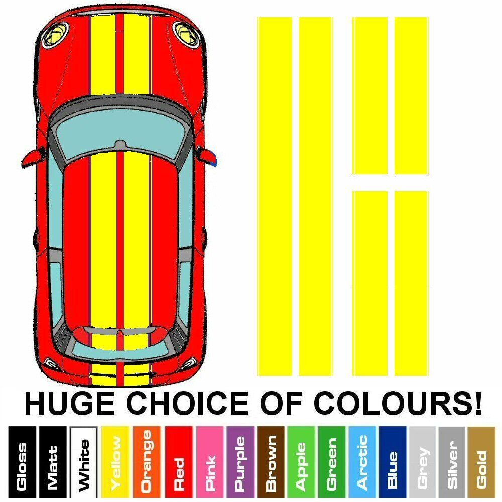 MINI All Models - Bonnet + Roof + Boot Vinyl Stripes - Full Car Kit Racing Decals Stickers_4