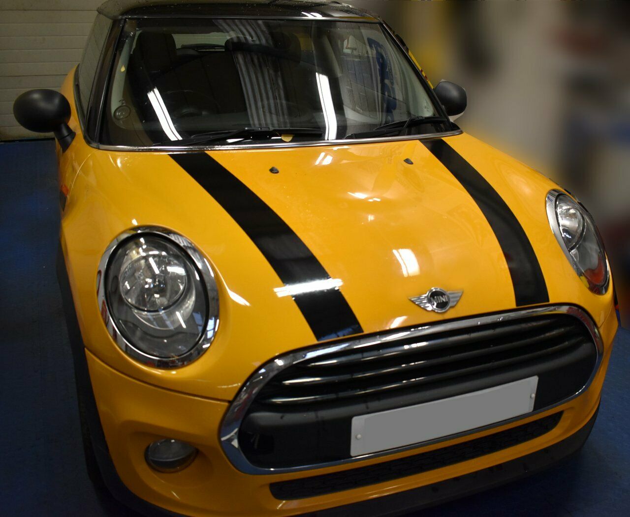 Mini Cooper F55, F56, F57 Vinyl Bonnet Stripes Graphics with Pinstripe in a Wide Choice of Colours_2